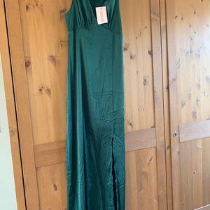 Misguided Formal Prom Dress Green Silk Full Length NWT